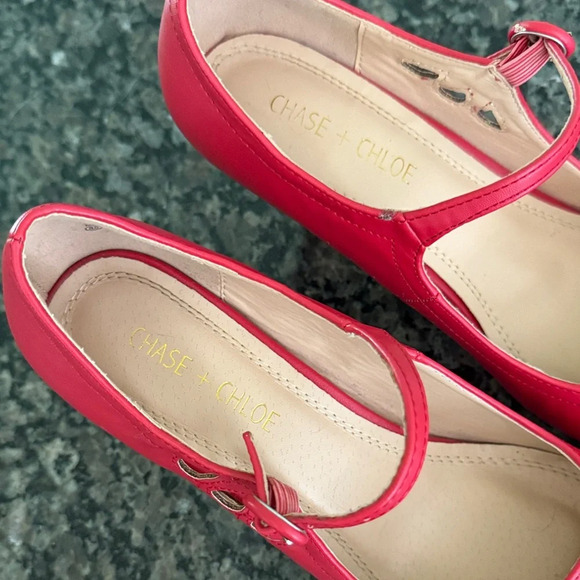 Chase + Chloe Kimmy Red Cutout Mary Jane Heels EUC 8.5 - Picture 3 of 14
